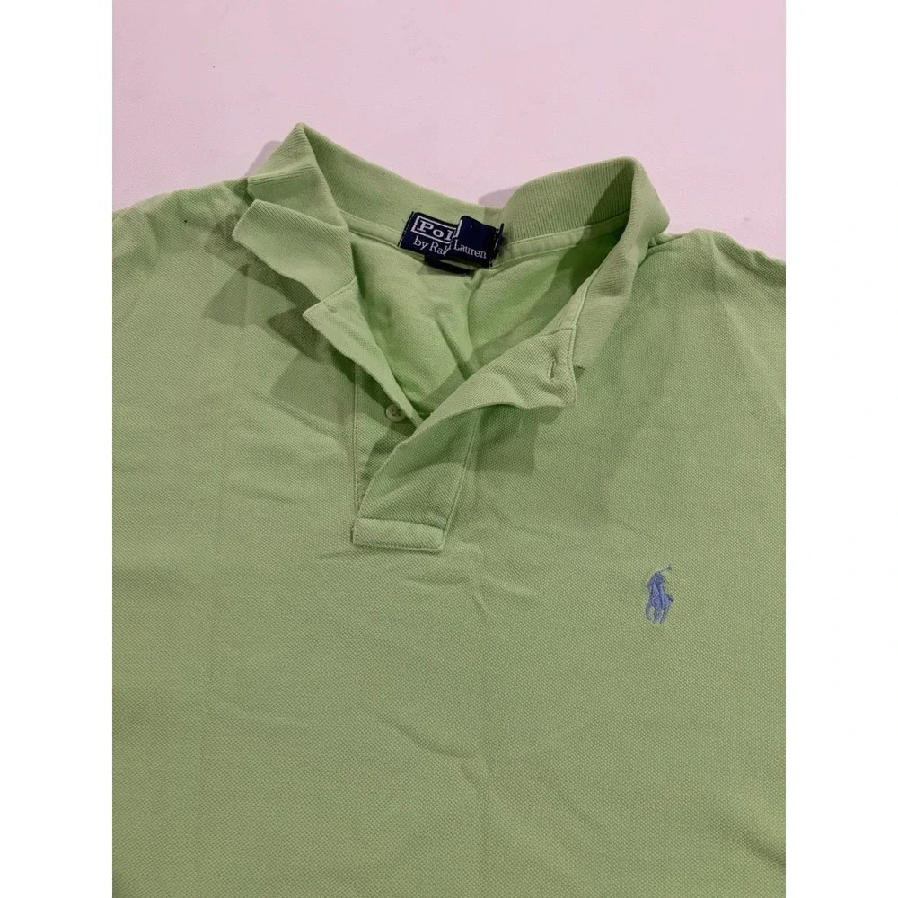 POLO RALPH LAUREN Men's Size XL Lime Green Cotton Polo Custom Fit Shirt